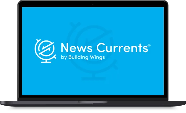 Laptop with News Currents Logo